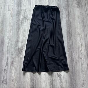 Feather & Bone Black Satin Midi Women's Skirt XS